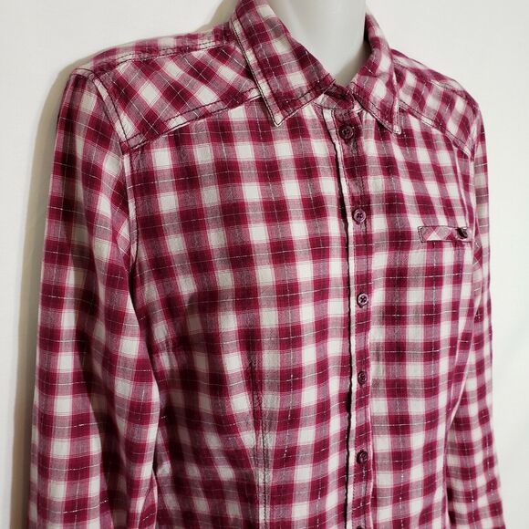 S.Oliver Women Top Size 34 Eur XS Long Sleeve Shirt Button Down Plaid Pink - Picture 6 of 9